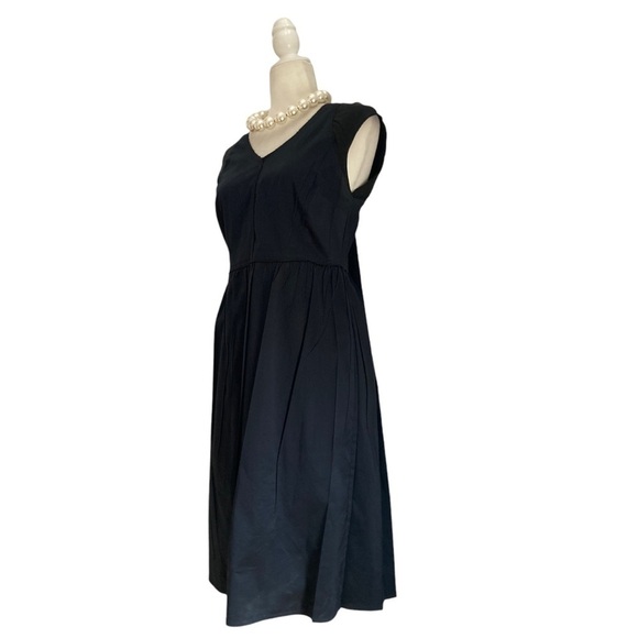 Cotelac V Neck Sleeveless Midi Dress Navy Blue Box Pleat Back Women’s - Picture 3 of 11